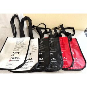 Lululemon Lot of 6 Reuseable Red White & Black Reuseable Small Shopping Bags NEW